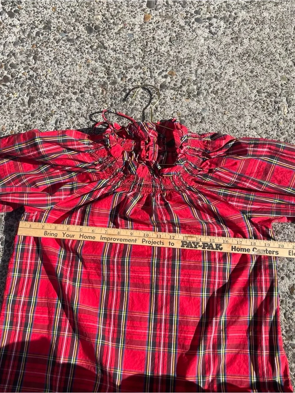 J.Crew Re-Imagined Red Plaid Peasant Blouse Puff Sleeve Cottagecore Top